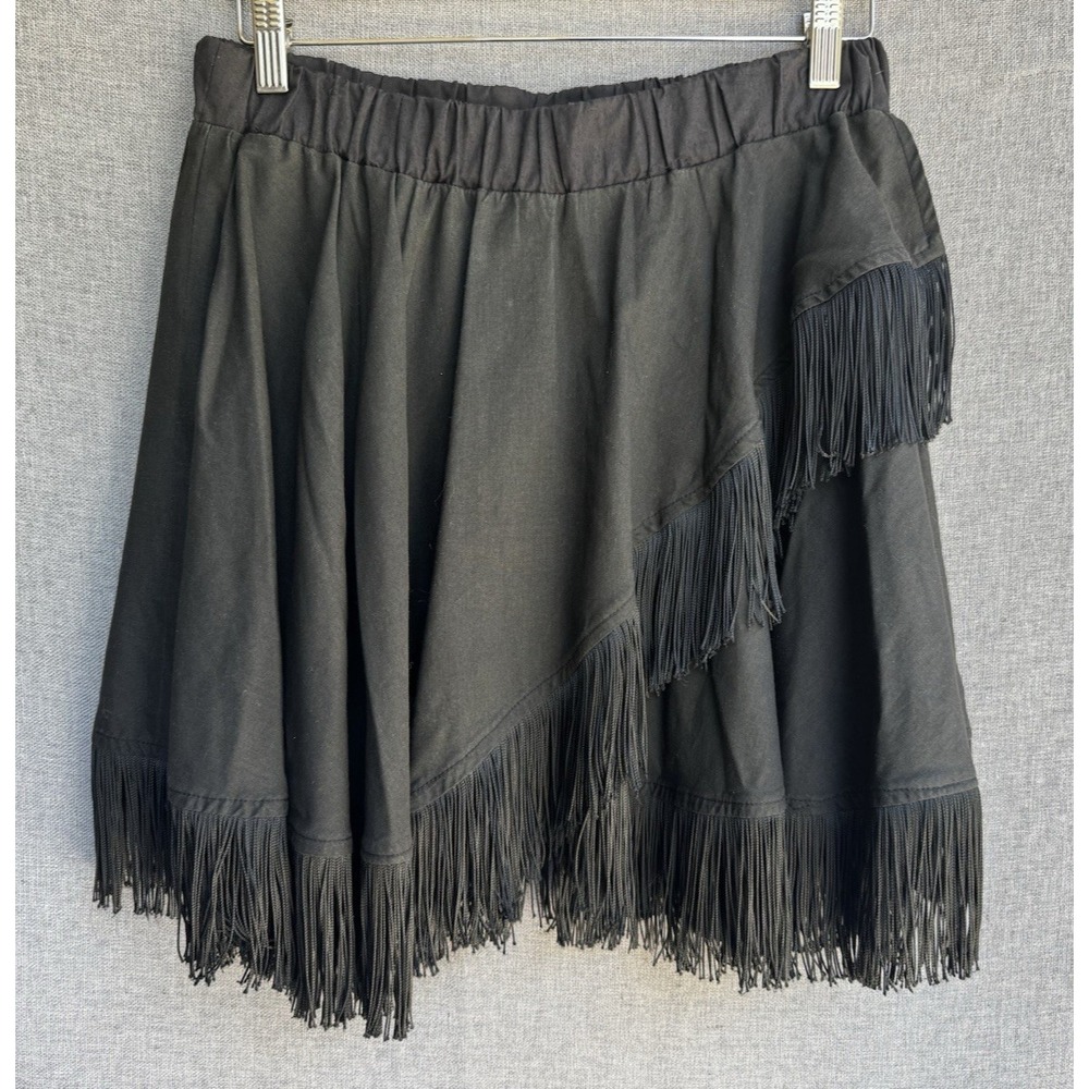 Western Collection Fringe L Skirt Black Made in USA Cowgirl Vintage